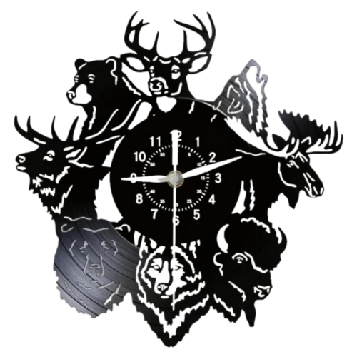 Vilda djurssiluett västlig väggklocka