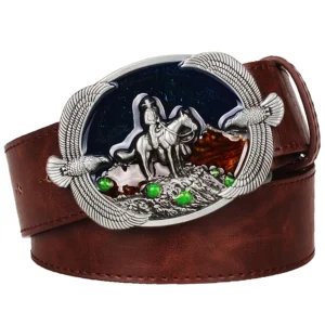 Vilda västern cowboybälte med riddarespänne - brun