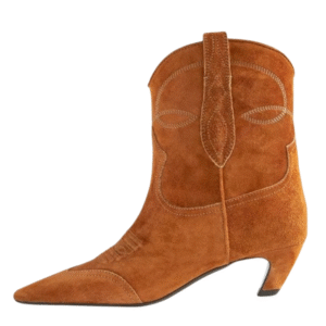 Vintage mocka broderade western ankelstövlar för kvinnor