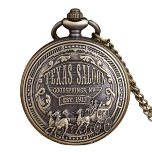 Vintage västern texassalong kvarc fickur med kedja