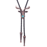 Westernhjortshuvud cowboy bolo-slips med turkos accent