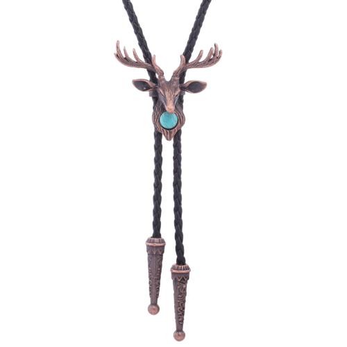 Westernhjortshuvud cowboy bolo-slips med turkos accent