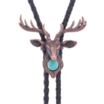 Westernhjortshuvud cowboy bolo-slips med turkos accent - Guld